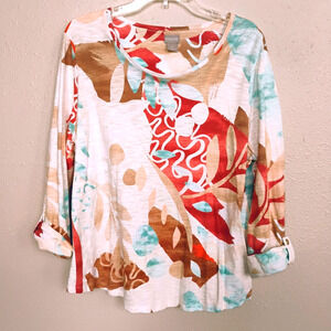 Chico's T-Shirt Cotton Blend ~ Size 2 (12-14)